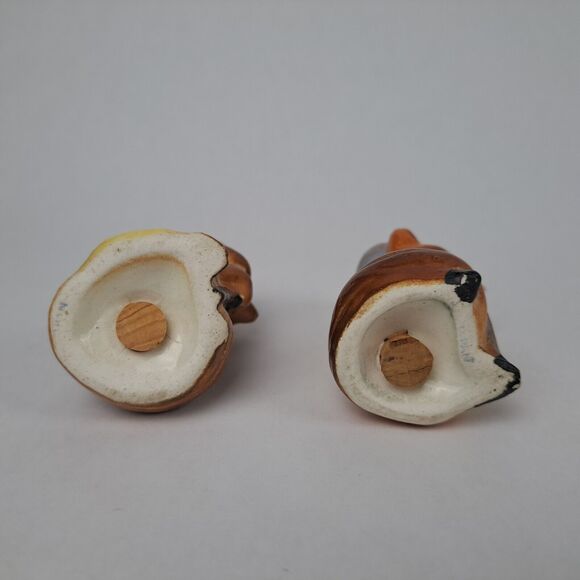 VTG Ceramic Fancy Fox Couple Cork Stopper Fox Salt Pepper Shakers Japan Mr Mrs - Picture 6 of 10